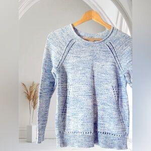 J. Crew Marled Blue and White Sweater Raglan